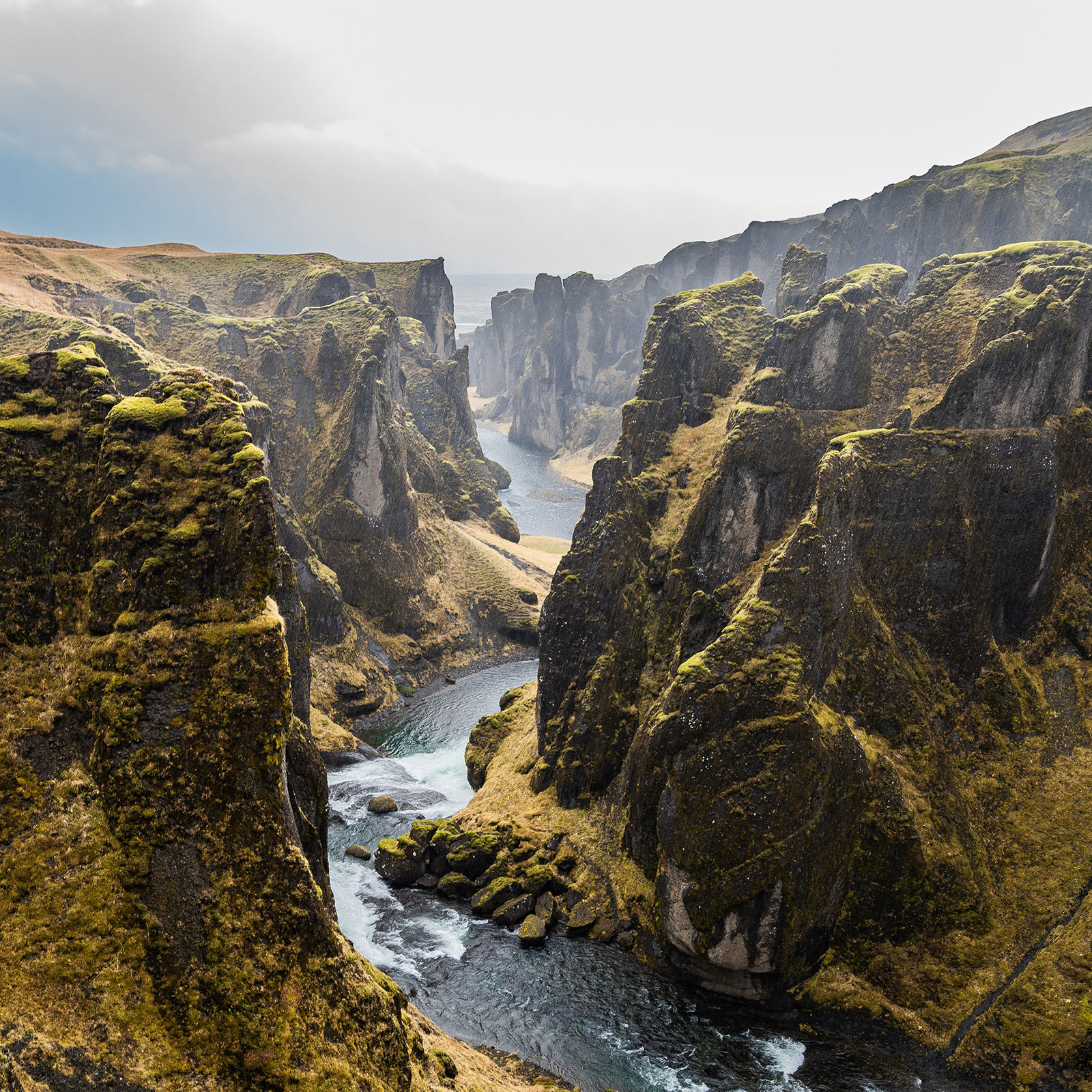 Photo of a beautiful green canyon in Iceland