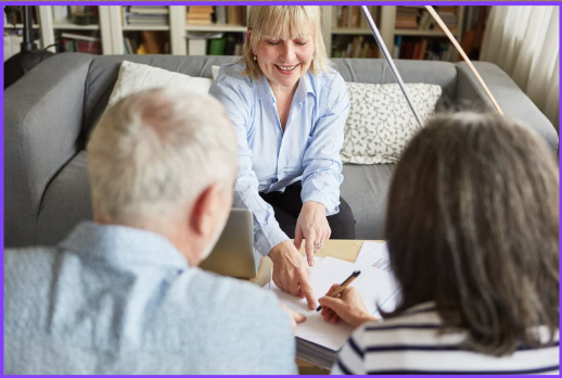 Couple of Seniors Reading Contract or Power of Attorney
